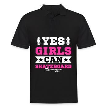 Skateboard fille patineuse disant - Polo Homme - noir - Devant - Kai (181cm)