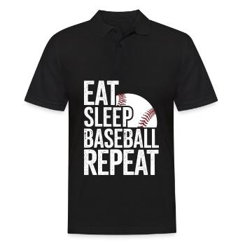 Manger dormir baseball répéter - Polo Homme - noir - Devant - Kai (181cm)