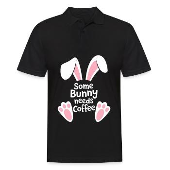 Drôle de lapin de Pâques Café Dicton - Polo Homme - noir - Devant - Kai (181cm)
