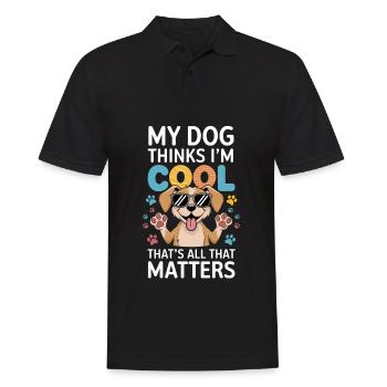 Mein Hund findet mich cool Spruch - Männer Poloshirt - Schwarz - Vorne - Kai (181cm)