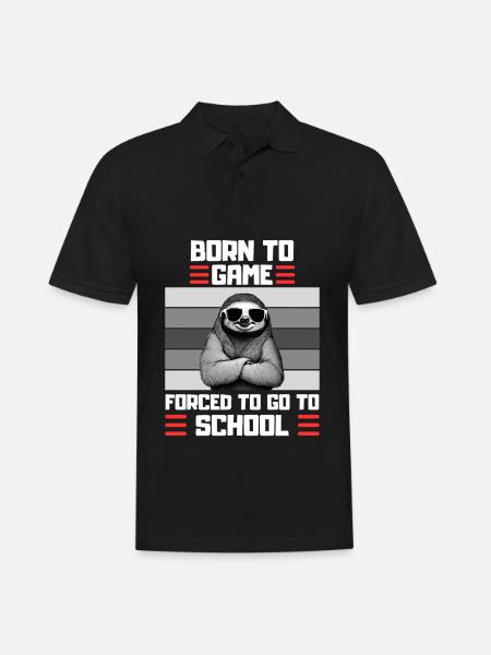 Gaming Sloth School Saying Gambler - Men's Polo Shirt - black