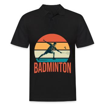 badminton club humour sport logo - Polo Homme - noir - Devant - Kai (181cm)