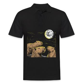 Three moon Capybaras shirt sloth, ferret lovers - Men's Polo Shirt - black - Front - Kai (181cm)