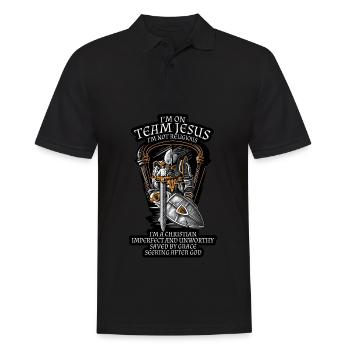 Knight Templar Crusader Shirt - Je suis sur Team Jesus - Polo Homme - noir - Devant - Kai (181cm)