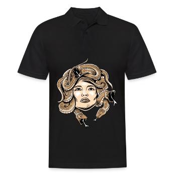 Griechische Mythologie Shirt - Medusa Kopf Monster Schlange - Männer Poloshirt - Schwarz - Vorne - Kai (181cm)