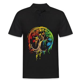 Buntes Baum-Leben ist wirklich gutes Baum-Kunst-Hemd - Männer Poloshirt - Schwarz - Vorne - Kai (181cm)