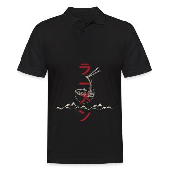 Vintages japanisches Ramen-Animehemd für Nudel-Schüssel - Männer Poloshirt - Schwarz - Vorne - Kai (181cm)