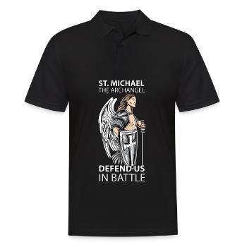 St Michael the Archangel Saints Angel Catholic tee - Men's Polo Shirt - black - Front - Kai (181cm)