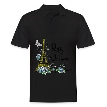 Paris-Hemd Eiffelturm Je taime Paris Frankreich - Männer Poloshirt - Schwarz - Vorne - Kai (181cm)