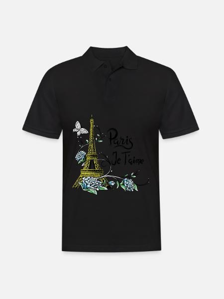 Paris-Hemd Eiffelturm Je taime Paris Frankreich - Männer Poloshirt - Schwarz
