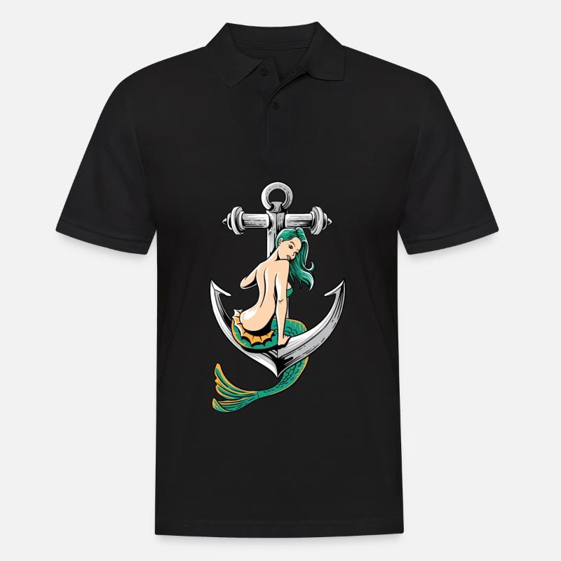 Siremankerschulseemannmädchen-Piratent-shirt - Männer Poloshirt - Schwarz