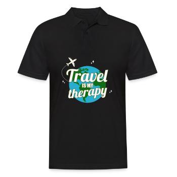 Travel est ma chemise de voyageur thérapeutique Wanderlust - Polo Homme - noir - Devant - Kai (181cm)