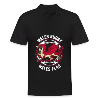 Wales-Rugby Fan-Shirt Waliser-Flaggengeschenk - Männer Poloshirt - Schwarz - Vorne - Kai (181cm)
