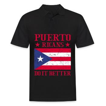 Puerto Rico Flagge | Puerto Ricaner Geschenkideen - Männer Poloshirt - Schwarz - Vorne - Kai (181cm)