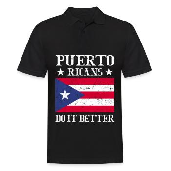 Puerto Rico Flagge | Puerto Ricaner Geschenkideen - Männer Poloshirt - Schwarz - Vorne - Kai (181cm)