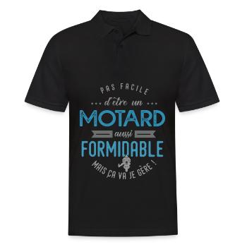 motard formidable cadeau pour motard sport moto - Polo Homme - noir - Devant - Kai (181cm)