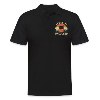 Level 21 freigeschaltet - Männer Poloshirt - Schwarz - Vorne - Kai (181cm)