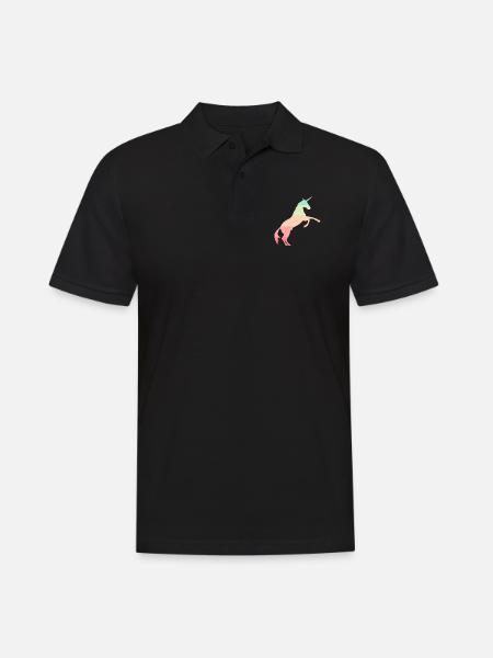Regenbogen Einhorn - Männer Poloshirt - Schwarz