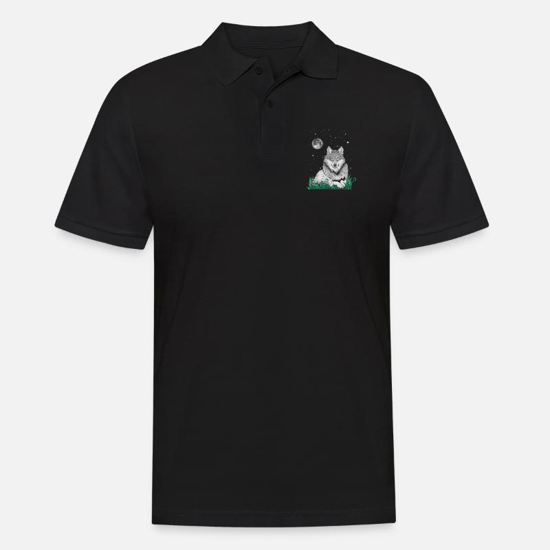 Wolf Wölfe Phantasie - Männer Poloshirt - Schwarz