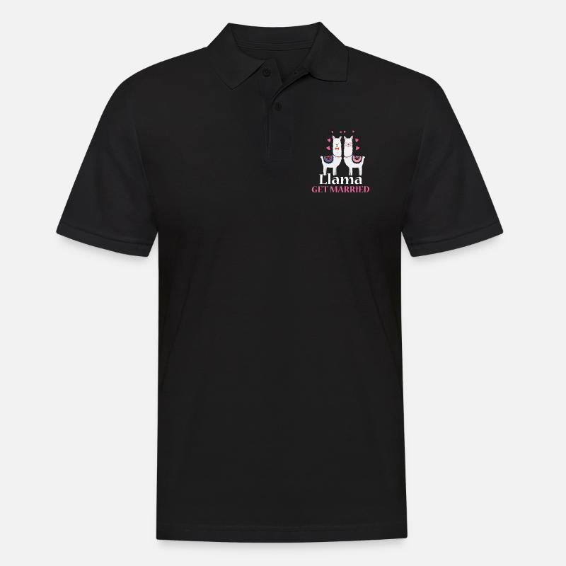 Llama get married - Männer Poloshirt - Schwarz