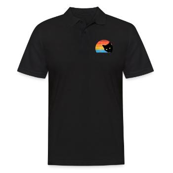 KATZE RETRO - Männer Poloshirt - Schwarz - Vorne - Kai (181cm)