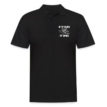 Funny It Flies It Spies - Männer Poloshirt - Schwarz - Vorne - Kai (181cm)