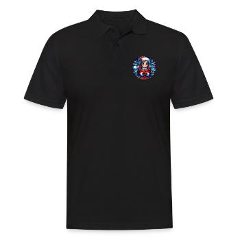 Weihnachtsmann-Mädchen-Illustration Lustige Weihnachten - Männer Poloshirt - Schwarz - Vorne - Kai (181cm)