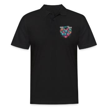 February 14 Valentine's Day Crochet Knitting Sewing - Men's Polo Shirt - black - Front - Kai (181cm)