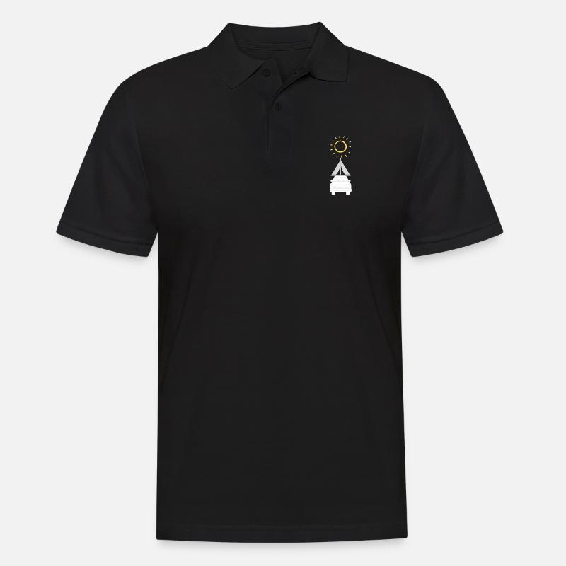 Sur le toit Camping, Soleil - Polo Homme - noir