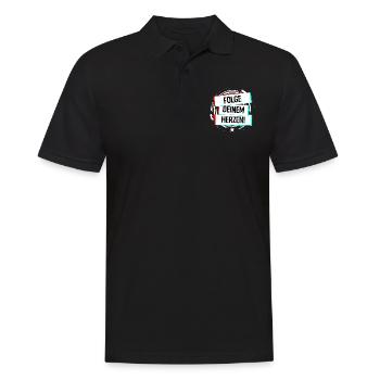 Folge Deinem Herzen! - Männer Poloshirt - Schwarz - Vorne - Kai (181cm)