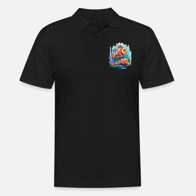 Poisson clown dans un récif corallien - Polo Homme - noir