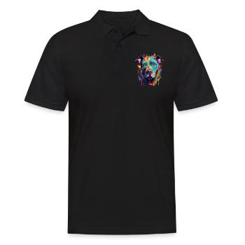 Chien de race Pitbull avec un style coloré popart - Polo Homme - noir - Devant - Kai (181cm)