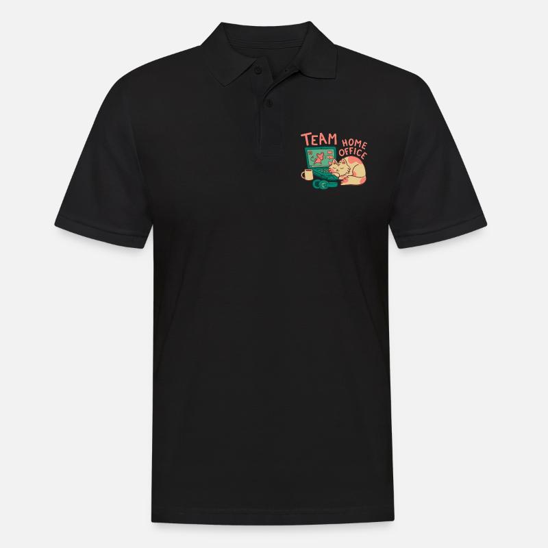 Team Home Office Katze - Männer Poloshirt - Schwarz