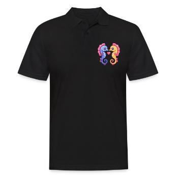 Seepferd Paar Liebe Valentinstag - Männer Poloshirt - Schwarz - Vorne - Kai (181cm)