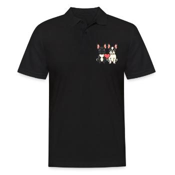 Französische Buldogge Hunde Paar Liebe Valentinsta - Männer Poloshirt - Schwarz - Vorne - Kai (181cm)