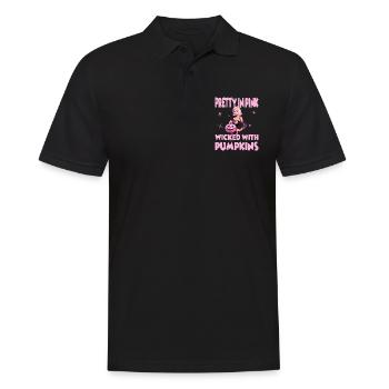 Pretty In Pink Wicked With Pumpkins für Frauen - Männer Poloshirt - Schwarz - Vorne - Kai (181cm)