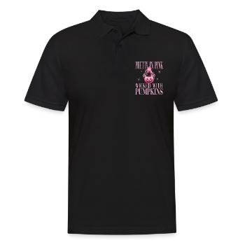 Pretty In Pink Wicked With Pumpkins für Frauen - Männer Poloshirt - Schwarz - Vorne - Kai (181cm)