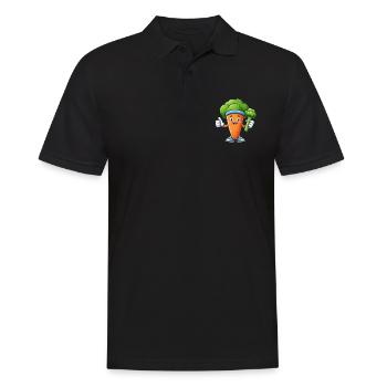 Sportliche Karotte Daumen hoch - Männer Poloshirt - Schwarz - Vorne - Kai (181cm)