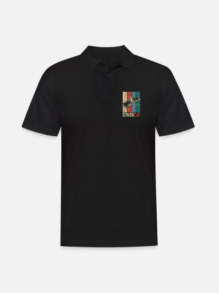 Rétro Synthétiseur chat - Polo Homme - noir