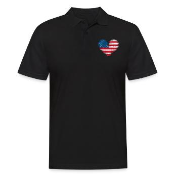 Amerikanisches Herz USA Amerika 4 Juli - Männer Poloshirt - Schwarz - Vorne - Kai (181cm)