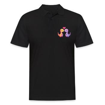 Dinosaurier brontosaurus Paar Liebe Valentinstag - Männer Poloshirt - Schwarz - Vorne - Kai (181cm)