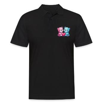 Bär Paar Liebe Valentinstag - Männer Poloshirt - Schwarz - Vorne - Kai (181cm)