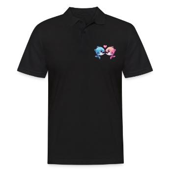 Piranha Couple Amour Poissons Saint-Valentin - Polo Homme - noir - Devant - Kai (181cm)