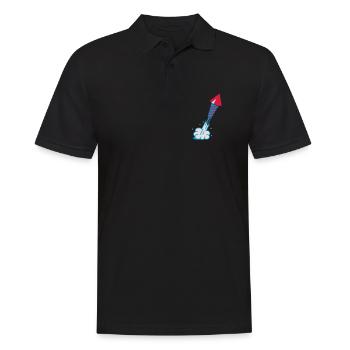 Eine Feuerwerksrakete beim Start - Männer Poloshirt - Schwarz - Vorne - Kai (181cm)