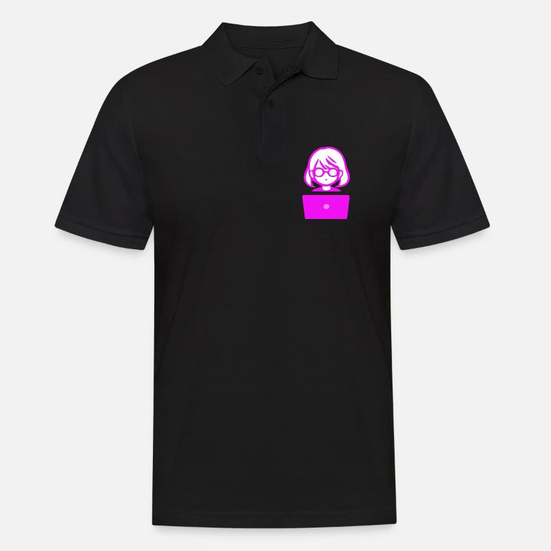 Woman with Computer Programmer Coder - Men's Polo Shirt - black