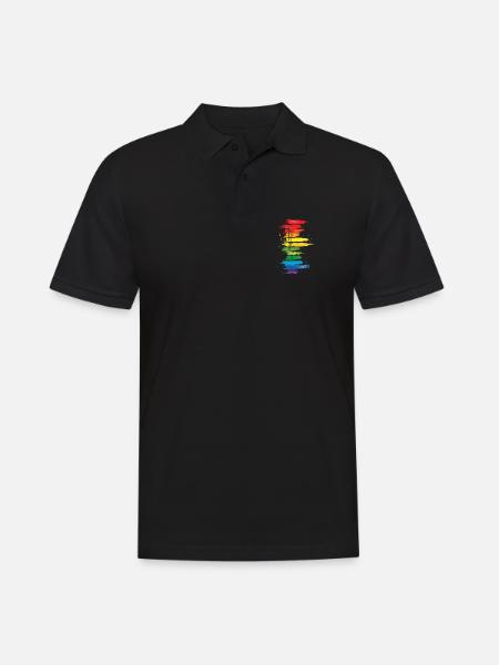 Dezentes und cooles Regenbogen-Design mit tropfender Pride-Flagge - Männer Poloshirt - Schwarz