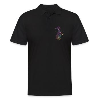 Saxophon Zeichnung - Männer Poloshirt - Schwarz - Vorne - Kai (181cm)
