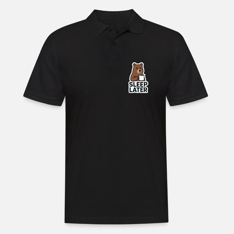 Bär Ruhiger Schlaf Später Illustration - Männer Poloshirt - Schwarz