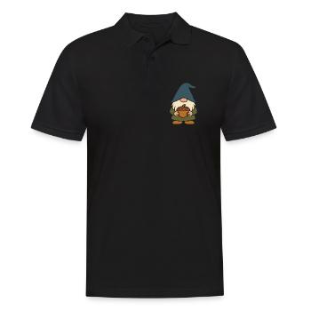 Garden gnome with acorn motif for autumn - Men's Polo Shirt - black - Front - Kai (181cm)