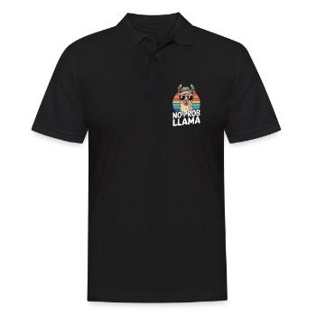 No Prob Lama Retro Sunburst Design - Männer Poloshirt - Schwarz - Vorne - Kai (181cm)